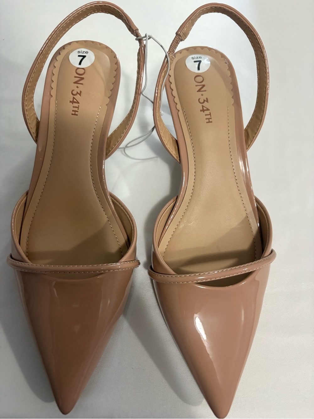 Tan On 34th Pointed Toe Kitten Heels Size 7